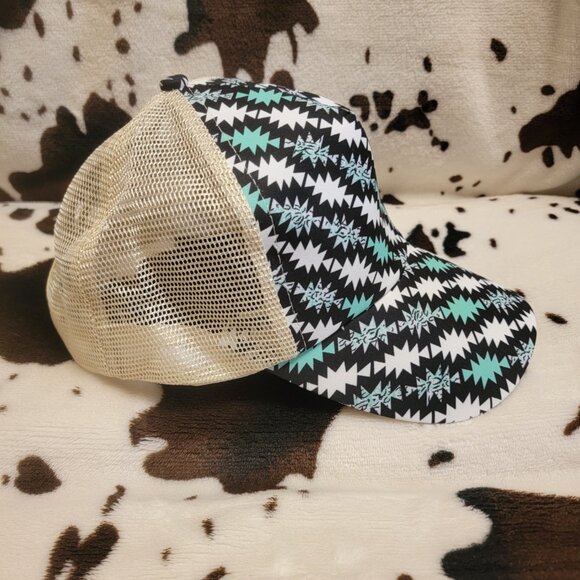 Western Aztec Print Ponytail Hat - Picture 3 of 5